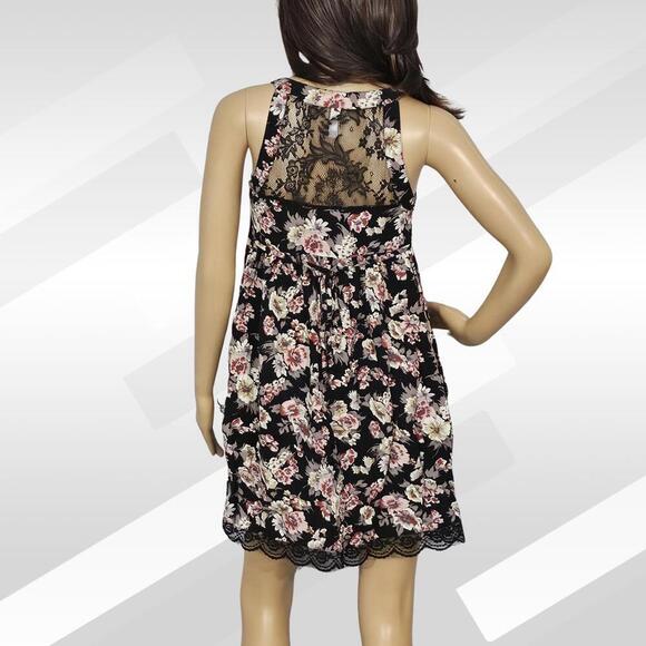 2/$20 Xhilaration Floral Sleeveless Mini Dress with Lace Back Size S - Picture 2 of 6